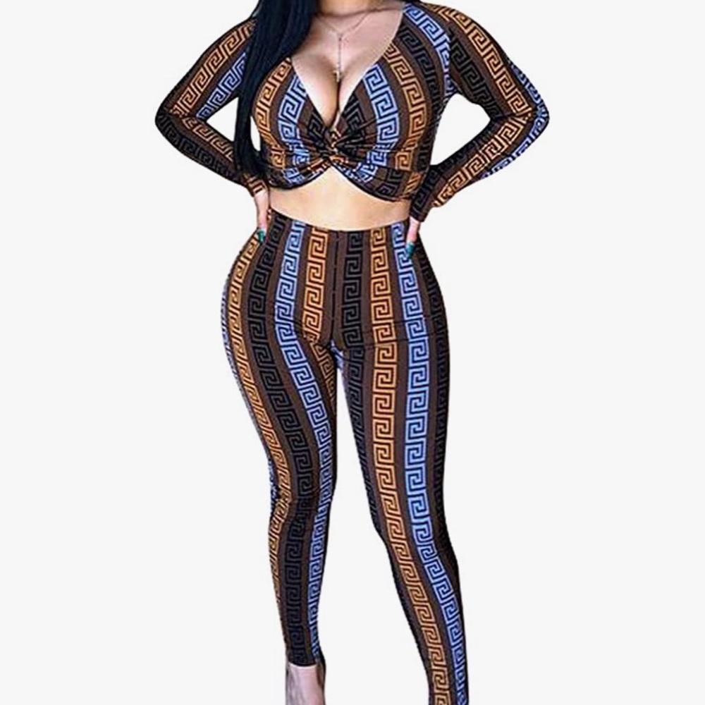 Sexy Stripe Printed 2 Piece Outfits
